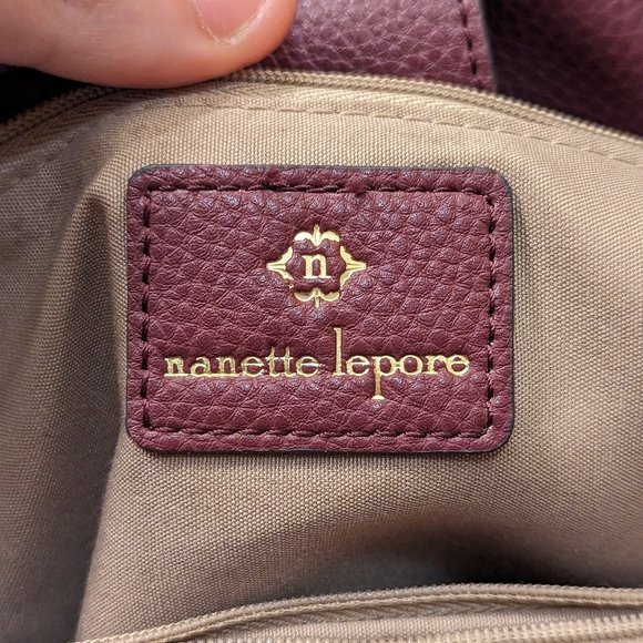 Nanette Lepore Burgundy 2 Zipper Cross Shoulder Purse - Picture 8 of 9